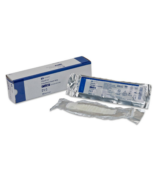 Covidien Vaseline Petrolatum Gauze Strip (2.5cm x 91.4cm - 15.2cm x 91.4cm) - Box of 72