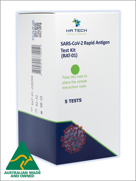 SARS-Cov-2 Rapid Antigen Test Kit, RAT, COVID-19 Nasal Swap, Home test, Australian Made 5 pcs/ pack (HA_RAT-01-5)