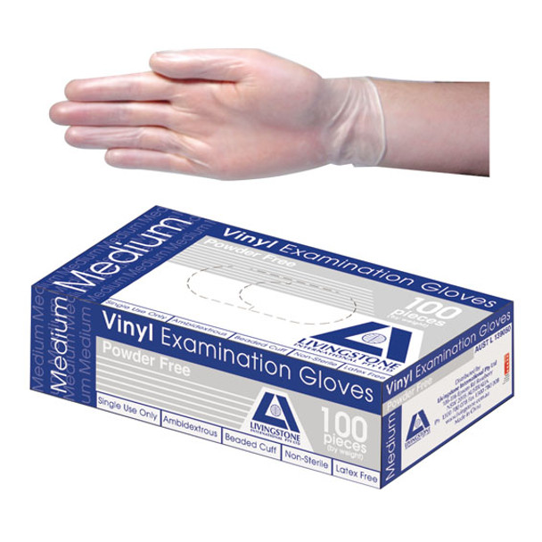 Vinyl Examination Gloves Recyclable 6.0g Powder Free Medium Clear 100