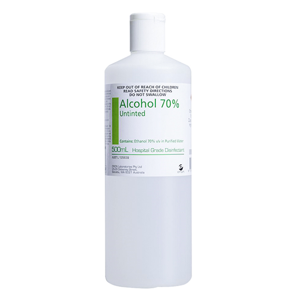 Ethanol Ethyl Alcohol Sanitiser 70 Percent Untinted 500ml