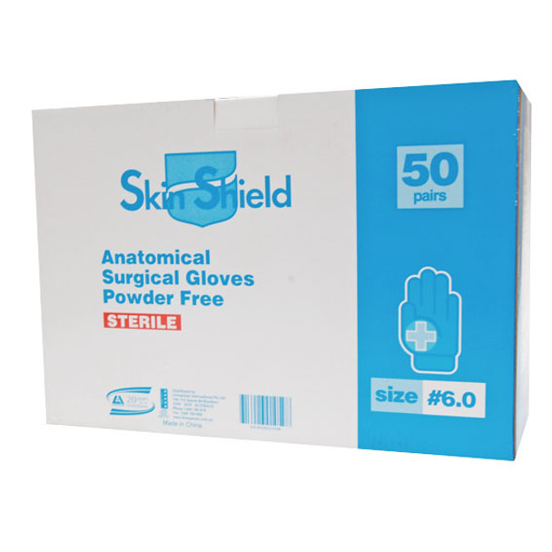 Skin Shield Biodegradable Sterile Latex Surgical Gloves Powder Free Size