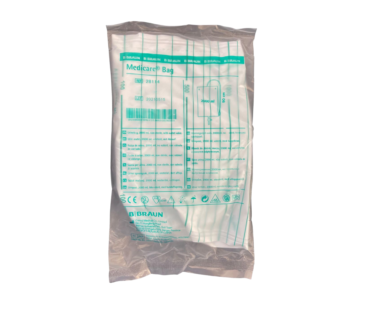 Medicare Drainage Bag 2000ml 90cm Tube, Non-Sterile, T-Tap