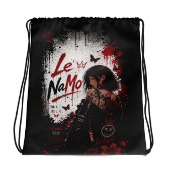 Le NaMo Crimson Rose Rebellion Drawstring Bag