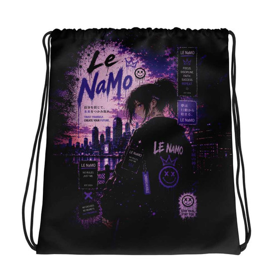 Le NaMo Violet Empire Rising Drawstring Bag