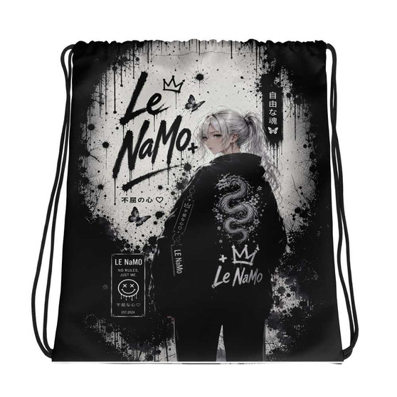 Le NaMo Silver Dragon Resolve Drawstring Bag