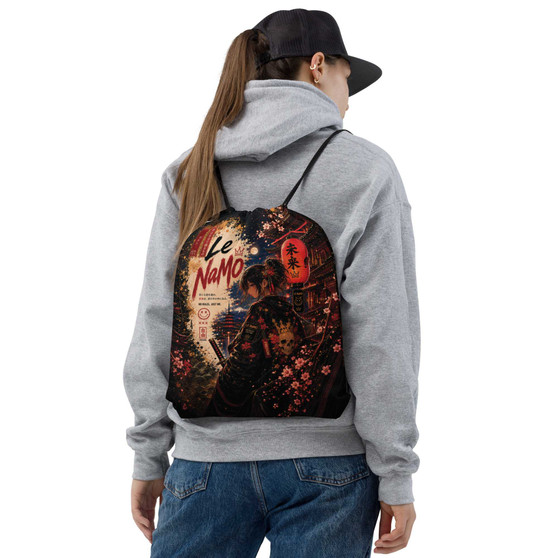 Le NaMo Crimson Lantern Dynasty Drawstring Bag