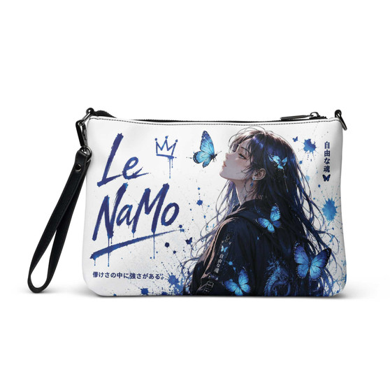 Le NaMo Blue Butterfly Serenity Crossbody Bag