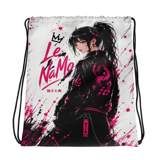 Le NaMo Pink Dragon Empress Drawstring Bag