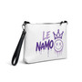 Le NaMo Violet Empire Rising Logo White Crossbody Bag