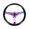 NRG / UNIVERSAL STEERING WHEEL / NEO CHROME SPOKE / BLACK WOOD GRIP (ST-015MC-BK) *** 350 MM DIAMETER / 1.50 INCH DEEP DISH
