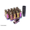MUTEKI / SR48 / EXTENDED STEEL LUG NUTS / 20-PIECE SET (12 X 1.25 MM) *** NEO-CHROME / RAINBOW COLOR (32905N)