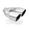 VIBRANT / STAINESS STEEL EXHAUST TIP / 2.25 INCH INLET / DUAL 3.25 INCH OUTLET (VIB1335) *** OVAL / SINGLE WALL / ANGLE CUT / ROLLED EDGE / POLISH FINISH ***