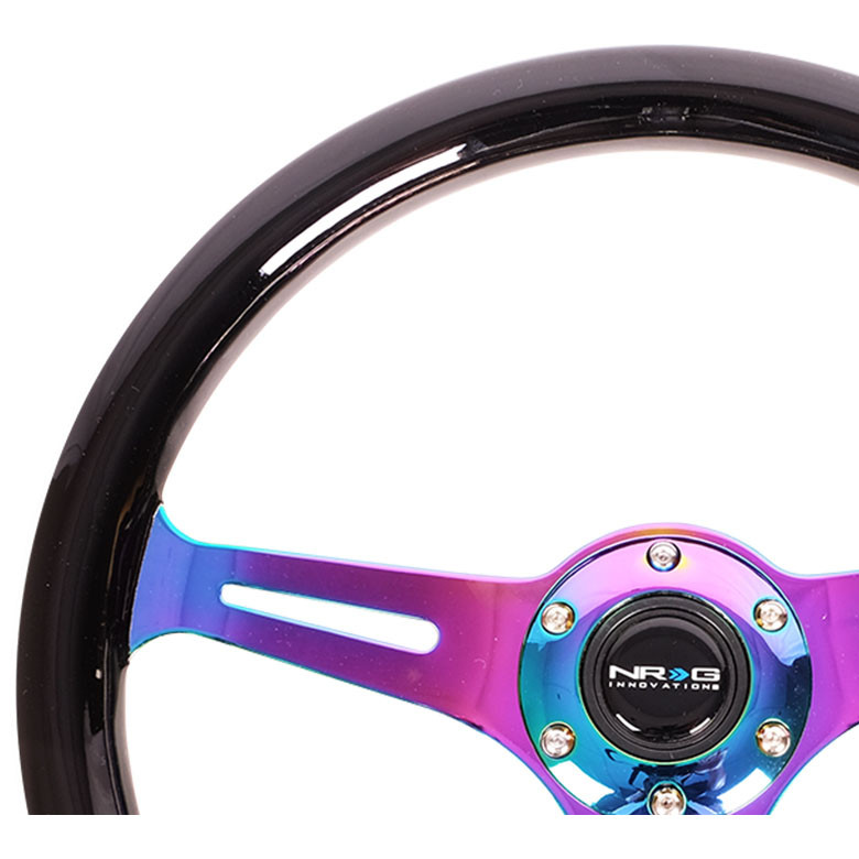 NRG / UNIVERSAL STEERING WHEEL / NEO CHROME SPOKE / BLACK WOOD GRIP (ST-015MC-BK) *** 350 MM DIAMETER / 1.50 INCH DEEP DISH