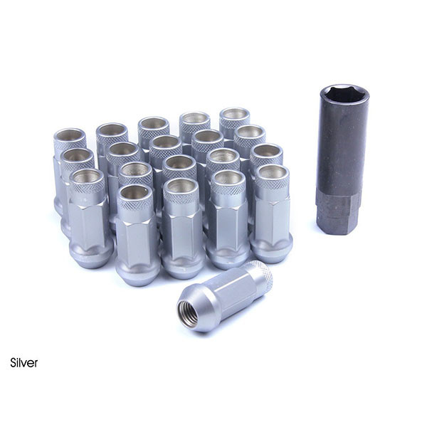MUTEKI SR48 (12 X 1.50 MM) EXTENDED STEEL LUG NUTS / SATIN SILVER COLOR (32906SS)