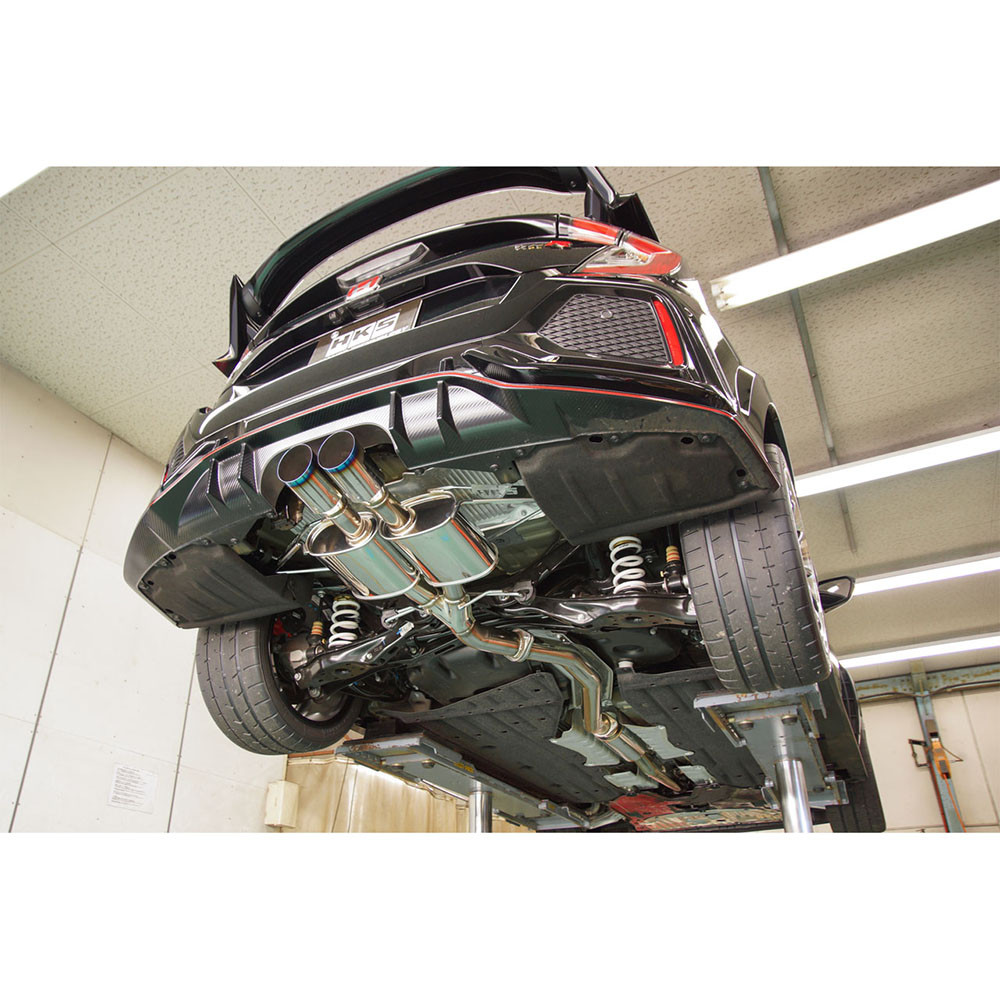 HKS / LEGAMAX PREMIUM / CAT-BACK EXHAUST SYSTEM / DUAL TITANIUM BURNT TIPS (31021-BH003) *** HONDA CIVIC TYPE-R (2017-2021) FK8 / 2.0L TURBO