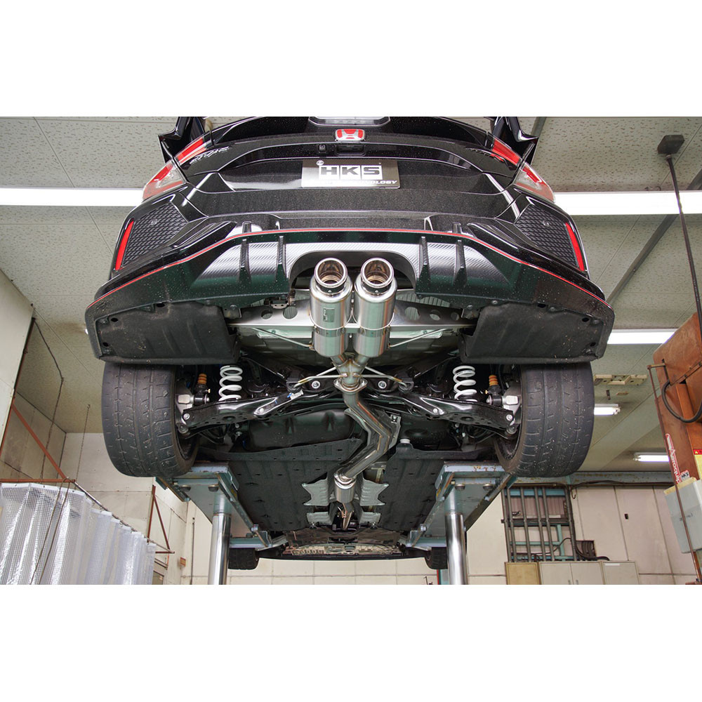 HKS / HI-POWER SPEC L2 / CAT-BACK EXHAUST SYSTEM / DUAL CARBON FIBER TIPS (31019-AH106) *** HONDA CIVIC TYPE-R (2017-2021) FK8 / 2.0L TURBO
