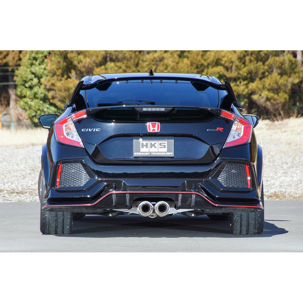 HKS / HI-POWER SPEC L2 / CAT-BACK EXHAUST SYSTEM / DUAL CARBON FIBER TIPS (31019-AH106) *** HONDA CIVIC TYPE-R (2017-2021) FK8 / 2.0L TURBO