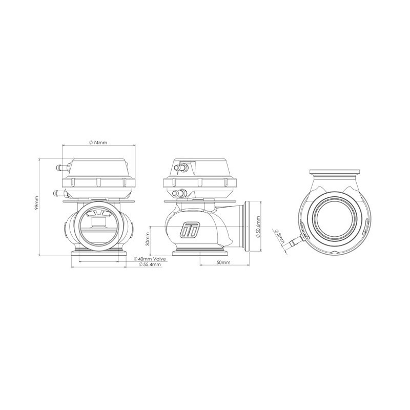 TURBOSMART / 40 MM WG / VBAND FLANGE / GEN 4 COMPGATE40 EXTERNAL WASTEGATE / BLACK COLOR (TS-0505-1010) *** 14 PSI SPRING INSTALLED
