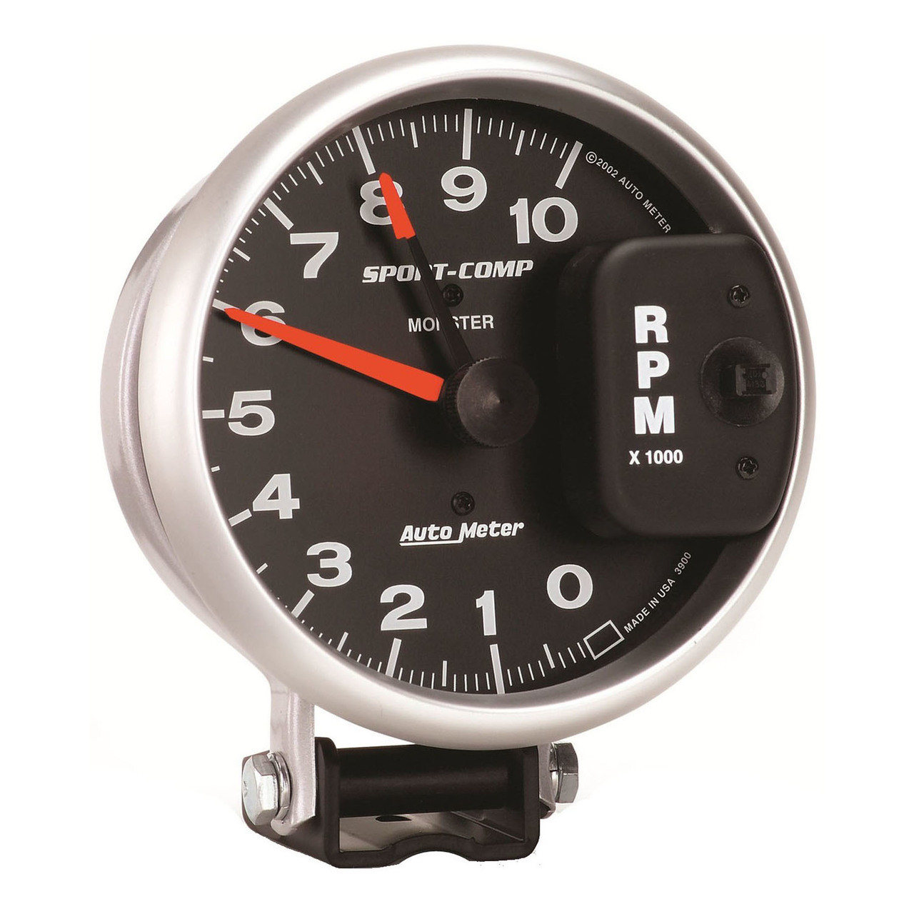 AUTO METER (3900) PEDESTAL TACHOMETER, 5.00 INCH, 0-10,000 RPM, SPORT-COMP SERIES