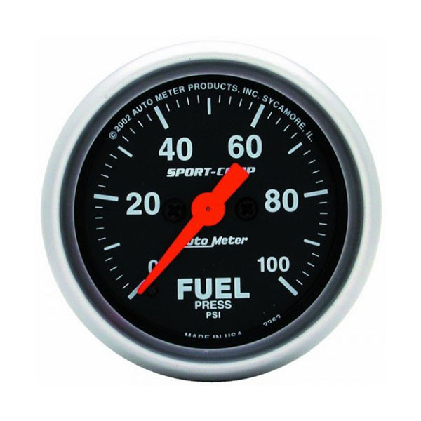 AUTO METER (3363) ELECTRIC FUEL PRESSURE GAUGE KIT, 2-1/16 INCH, 0-100 PSI, SPORT-COMP SERIES