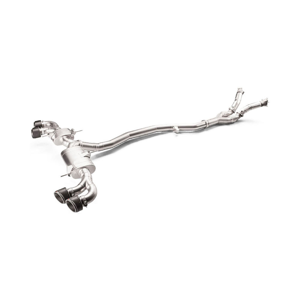 AKRAPOVIC / TITANIUM TURBO-BACK EXHAUST SYSTEM / NO CATS / WITH QUAD CARBON TIPS (S-NI/TI/1) *** NISSAN GTR (2008-2021) R35