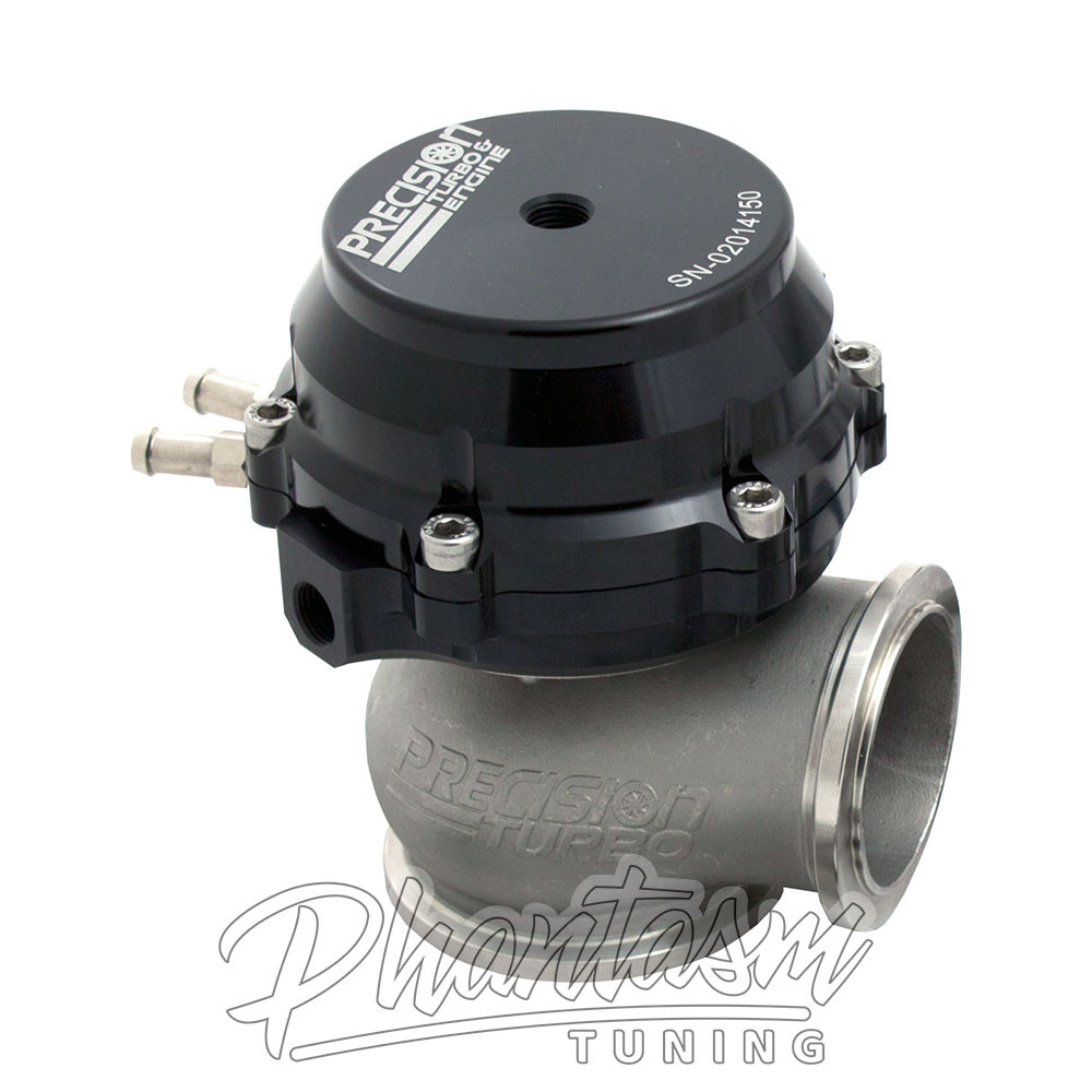 PRECISION TURBO / PTE 46 MM WG / VBAND FLANGE / WATER-COOLED PW46 EXTERNAL WASTEGATE / BLACK COLOR (PBO085-2200)