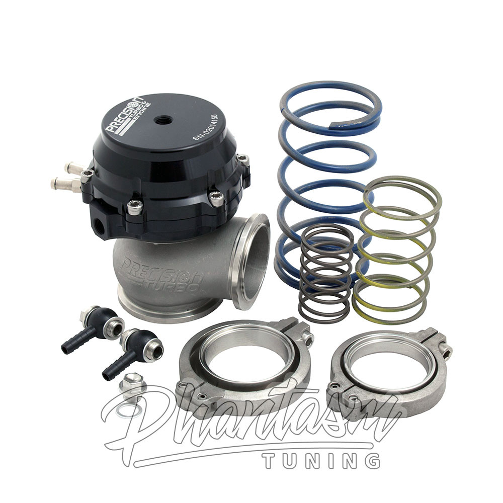 PRECISION TURBO / PTE 46 MM WG / VBAND FLANGE / WATER-COOLED PW46 EXTERNAL WASTEGATE / BLACK COLOR (PBO085-2200)
