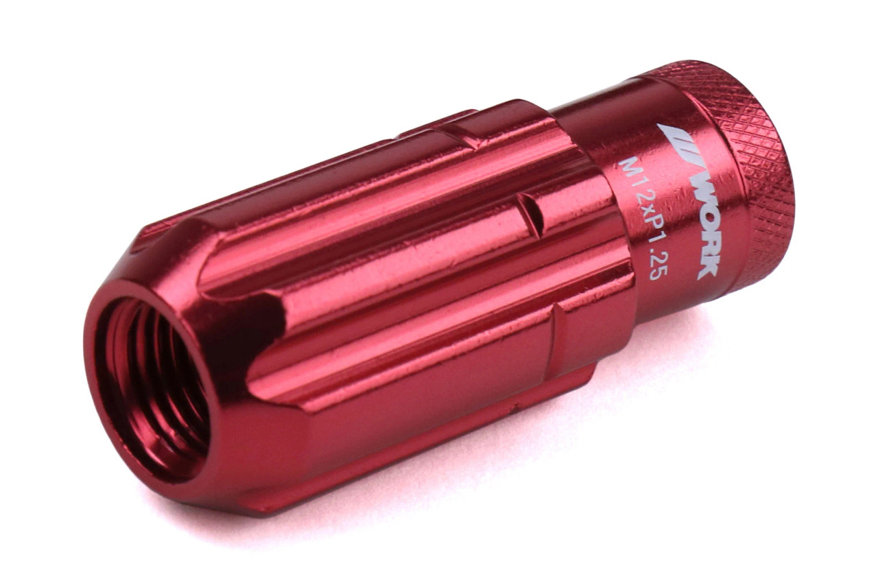 WORK WHEELS / RS-R LUG NUTS / WITH WHEEL LOCKS (M12 X 1.50) OPEN END / RED COLOR