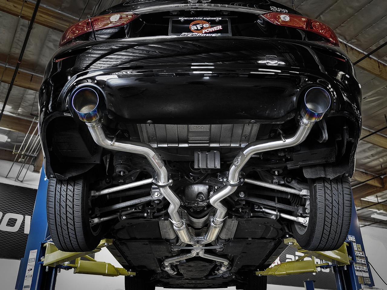 AFE / CAT-BACK / STAINLESS STEEL EXHAUST SYSTEM / BURNT BLUE TIPS (49-36132NM-L) *** INFINITI Q50 SEDAN (2017-2024) 3.0L TURBO
