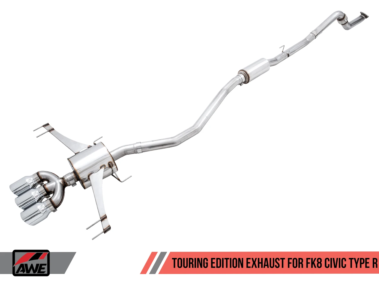 AWE / TOURING EDITION / CAT-BACK EXHAUST SYSTEM / TRIPLE CHROME TIPS (3015-52004) *** HONDA CIVIC TYPE-R (2017-2021) FK8 / 2.0L TURBO