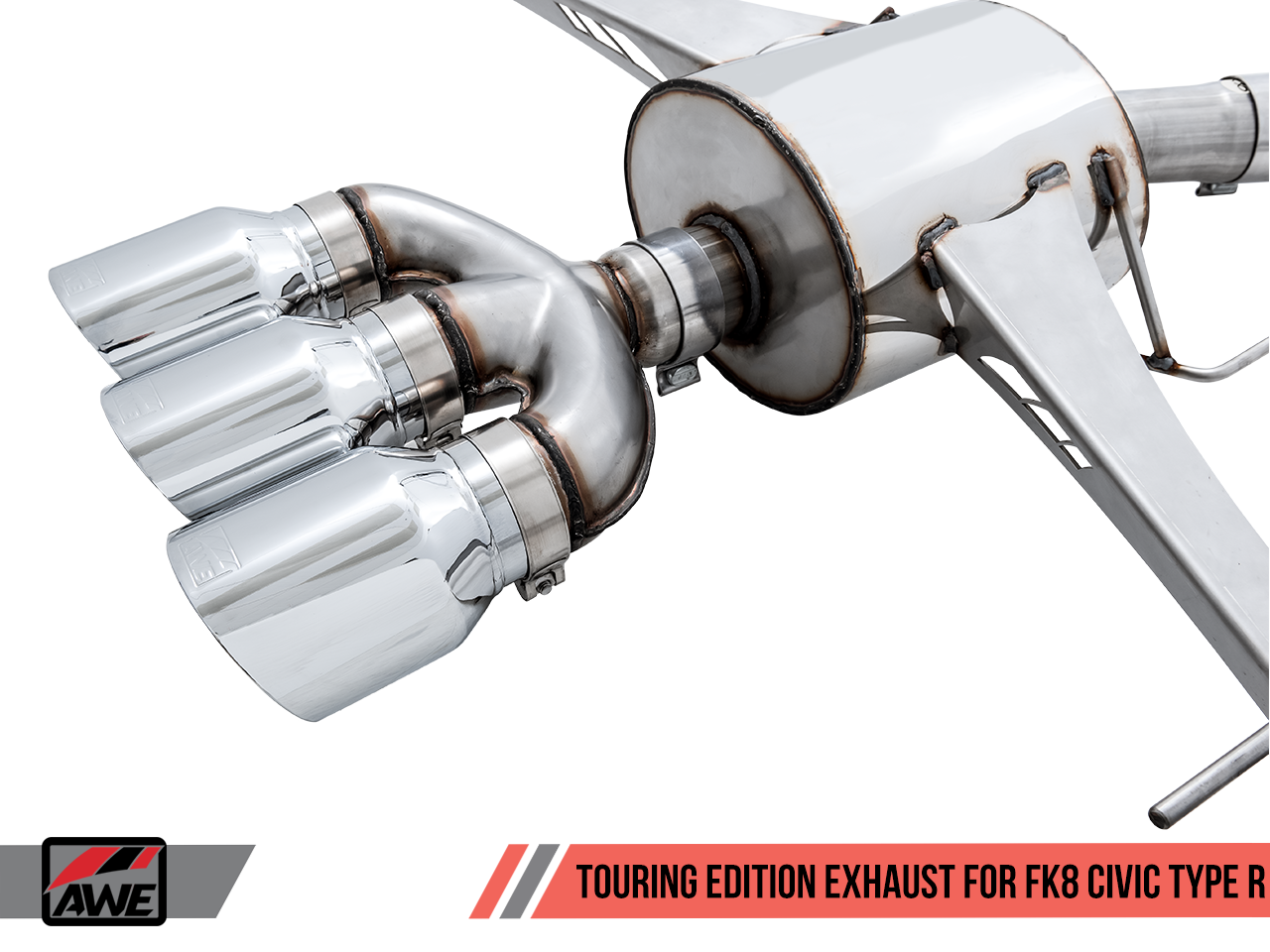 AWE / TOURING EDITION / CAT-BACK EXHAUST SYSTEM / TRIPLE CHROME TIPS (3015-52004) *** HONDA CIVIC TYPE-R (2017-2021) FK8 / 2.0L TURBO