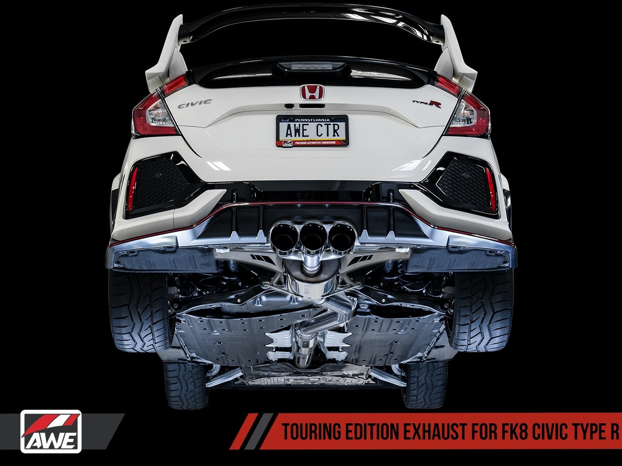AWE / TOURING EDITION / CAT-BACK EXHAUST SYSTEM / TRIPLE BLACK TIPS (3015-53006) *** HONDA CIVIC TYPE-R (2017-2021) FK8 / 2.0L TURBO