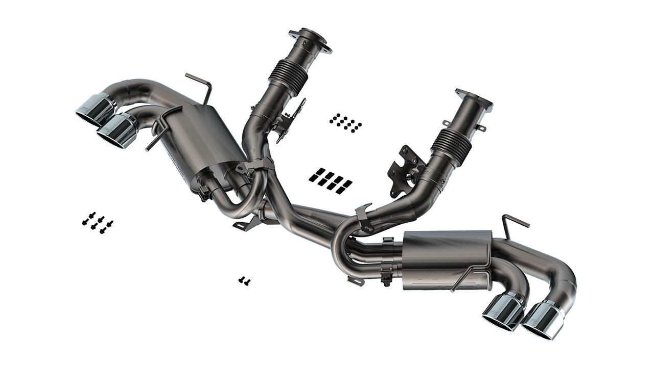 BORLA / ATAK SERIES / CAT-BACK EXHAUST SYSTEM / WITHOUT NPP VALVES / STAINLESS CHROME TIPS (140841) *** CHEVROLET CORVETTE C8 (2020-2024) 6.2L ENGINE