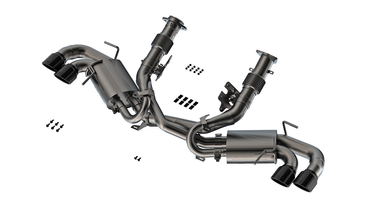 BORLA / ATAK SERIES / CAT-BACK EXHAUST SYSTEM / WITHOUT NPP VALVES / BLACK CHROME TIPS (140841BC) *** CHEVROLET CORVETTE C8 (2020-2024) 6.2L ENGINE