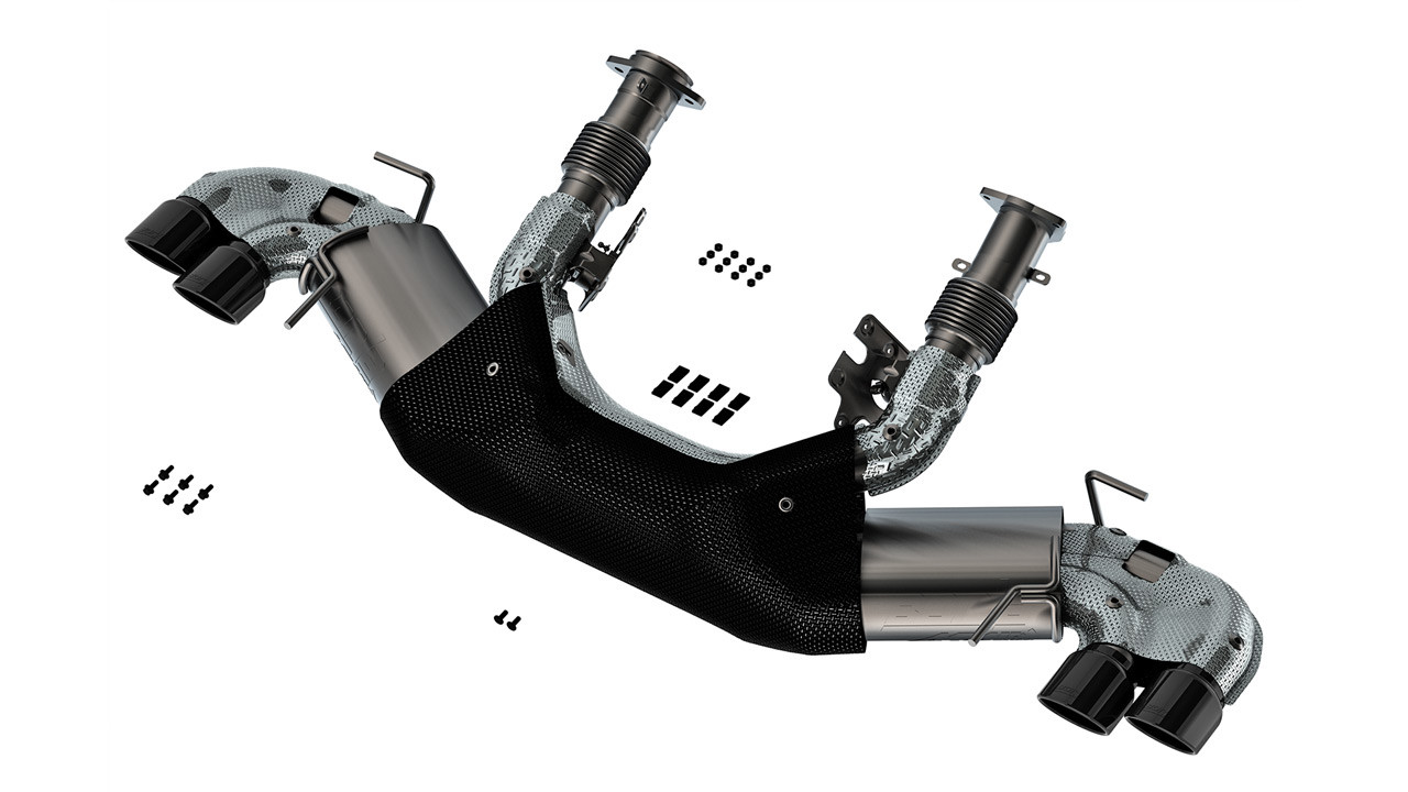 BORLA / ATAK SERIES / CAT-BACK EXHAUST SYSTEM / WITHOUT NPP VALVES / BLACK CHROME TIPS (140841BC) *** CHEVROLET CORVETTE C8 (2020-2024) 6.2L ENGINE