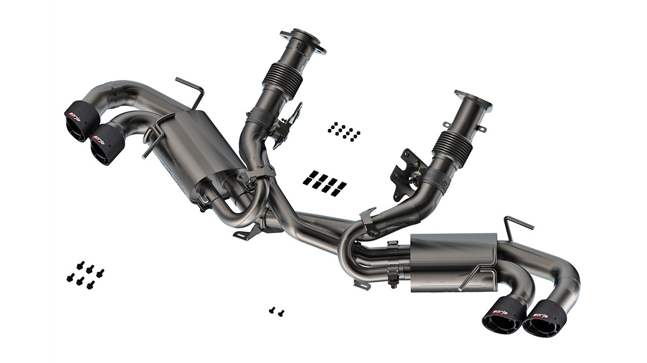 BORLA / ATAK SERIES / CAT-BACK EXHAUST SYSTEM / WITHOUT NPP VALVES / CARBON FIBER TIPS (140841CF) *** CHEVROLET CORVETTE C8 (2020-2024) 6.2L ENGINE