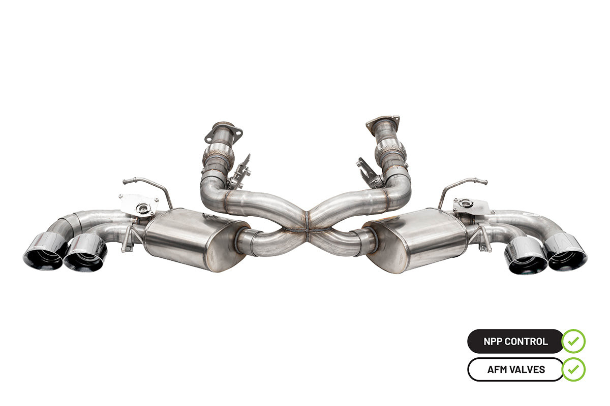 CORSA / PRO SERIES / CAT-BACK EXHAUST SYSTEM / WITH NPP VALVES / STAINLESS CHROME TIPS (21100) *** CHEVROLET CORVETTE C8 (2020-2024) 6.2L ENGINE