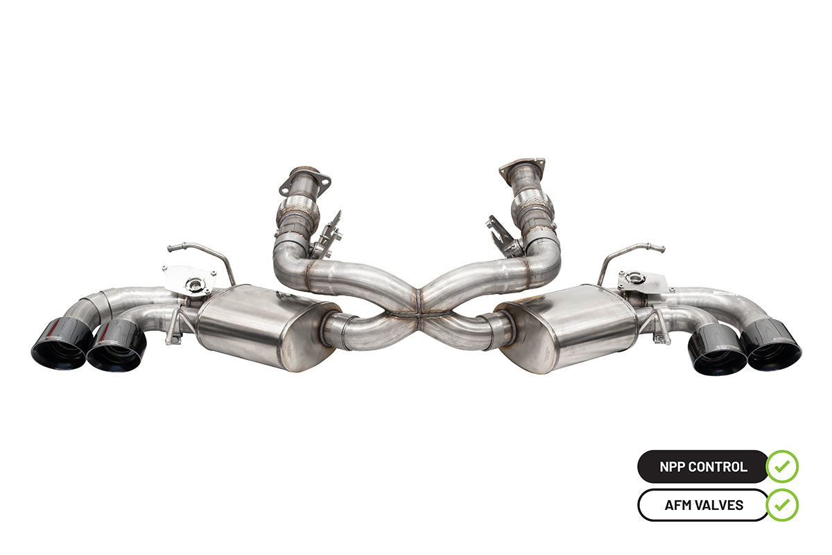 CORSA / PRO SERIES / CAT-BACK EXHAUST SYSTEM / WITH NPP VALVES / STAINLESS CHROME TIPS (21100) *** CHEVROLET CORVETTE C8 (2020-2024) 6.2L ENGINE