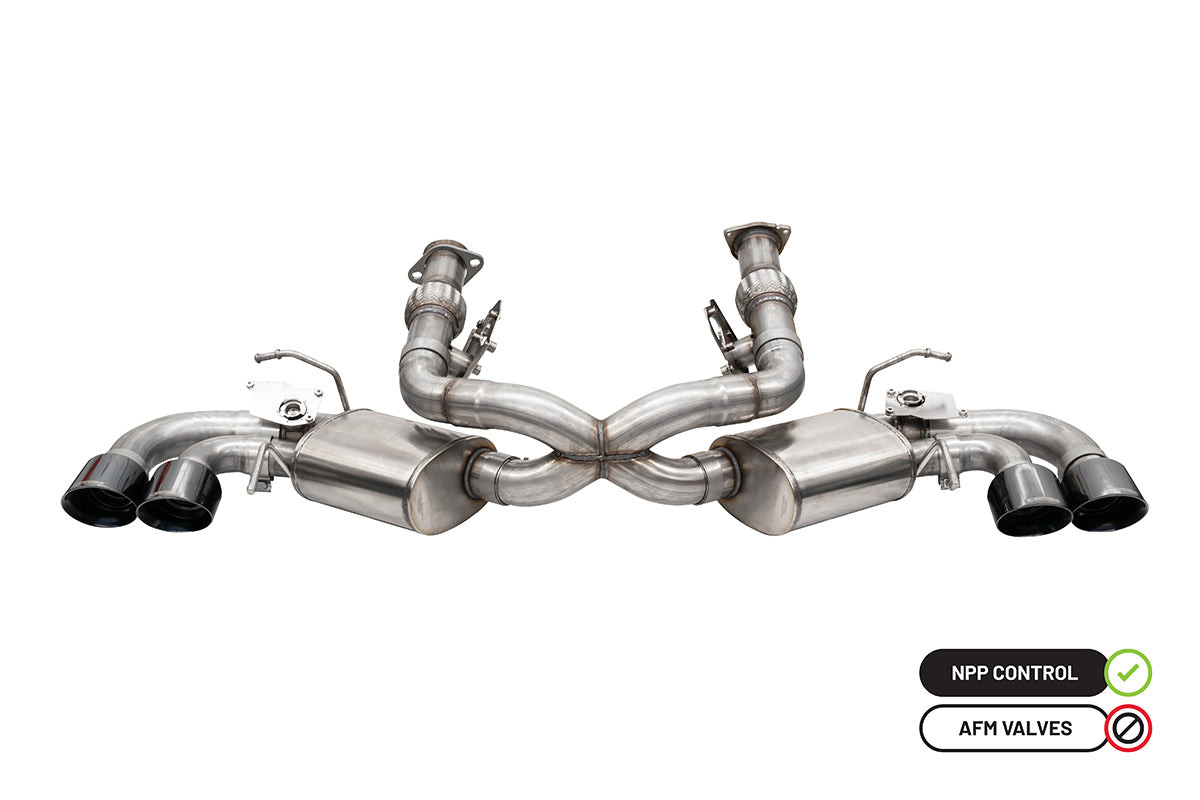 CORSA / PRO SERIES / CAT-BACK EXHAUST SYSTEM / WITH NPP VALVES / STAINLESS CHROME TIPS (21100) *** CHEVROLET CORVETTE C8 (2020-2024) 6.2L ENGINE