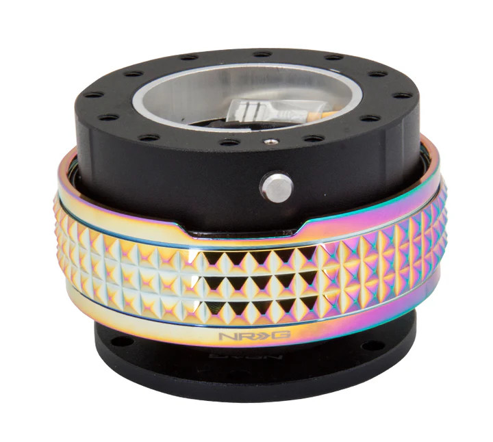NRG / STEERING WHEEL QUICK RELEASE HUB / BLACK BODY / NEO-CHROME STUDDED RING (SRK-210BK-MC)