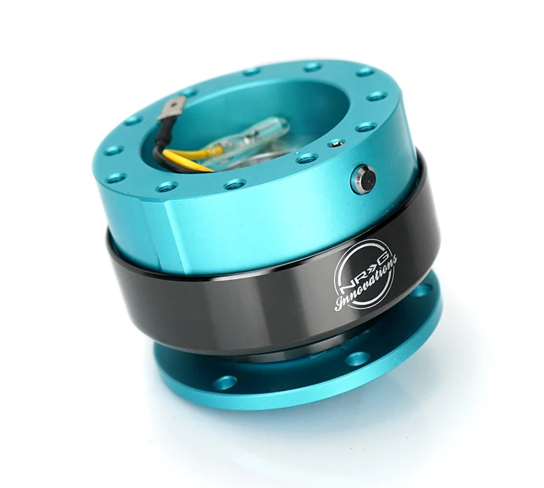 NRG / STEERING WHEEL QUICK RELEASE HUB / MINT BLUE BODY / TITANIUM RING (SRK-200MF)