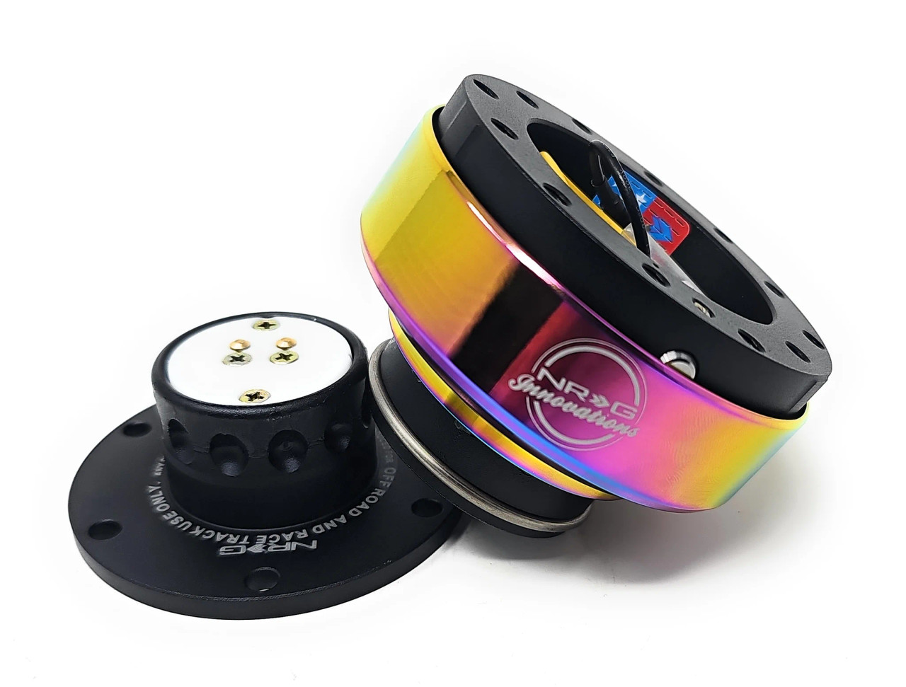 NRG / STEERING WHEEL QUICK RELEASE HUB / BLACK BODY / NEO-CHROME RING (SRK-200BK-MC)