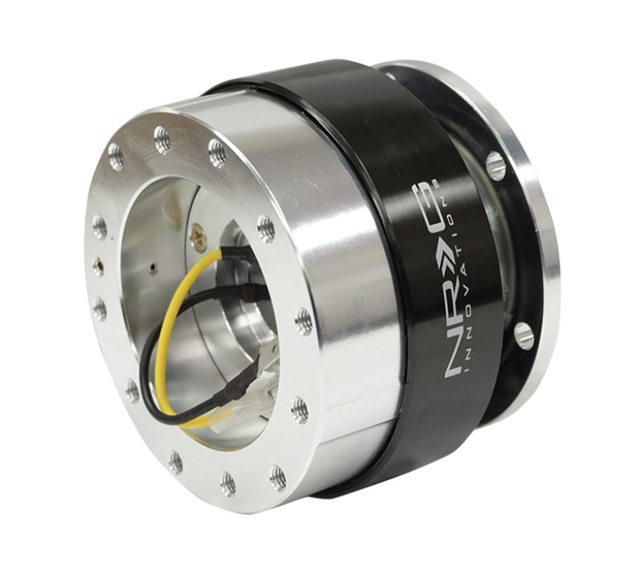 NRG / STEERING WHEEL QUICK RELEASE HUB / SILVER BODY / BLACK CHROME RING (SRK-100-BC)