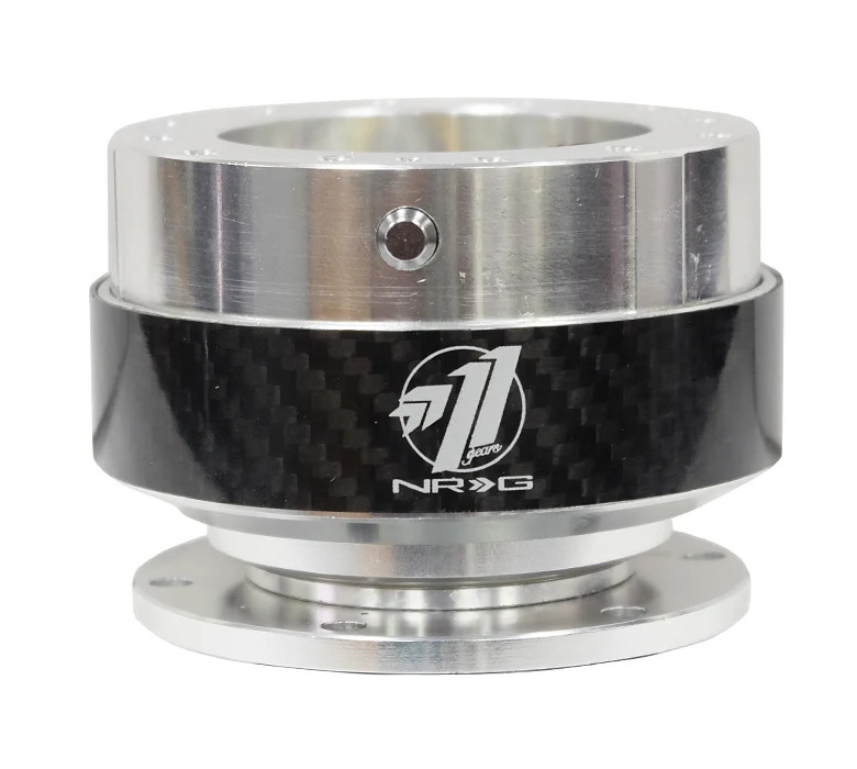 NRG / STEERING WHEEL QUICK RELEASE HUB / SILVER BODY / CARBON FIBER RING (SRK-100-CF)