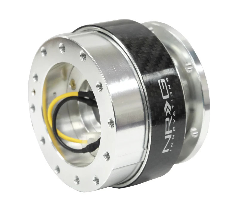 NRG / STEERING WHEEL QUICK RELEASE HUB / SILVER BODY / CARBON FIBER RING (SRK-100-CF)