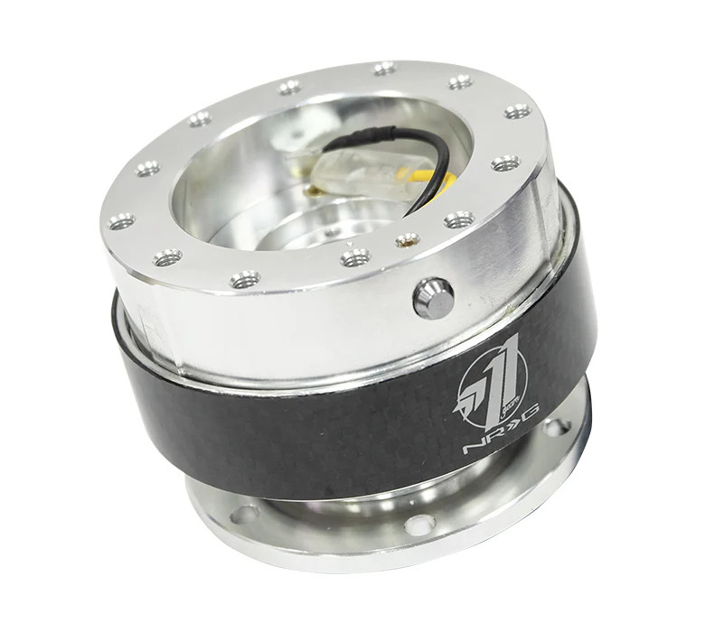 NRG / STEERING WHEEL QUICK RELEASE HUB / SILVER BODY / CARBON FIBER RING (SRK-100-CF)