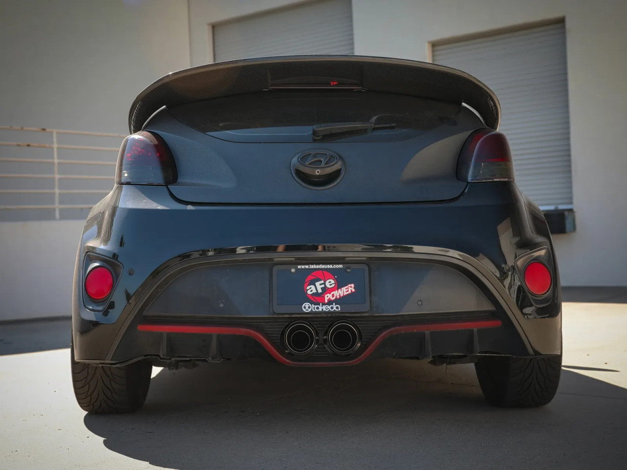 AFE / TAKEDA AXLE-BACK EXHAUST SYSTEM / CARBON FIBER TIPS (49-37019-C) *** HYUNDAI VELOSTER (2012-2017) 1.6L TURBO