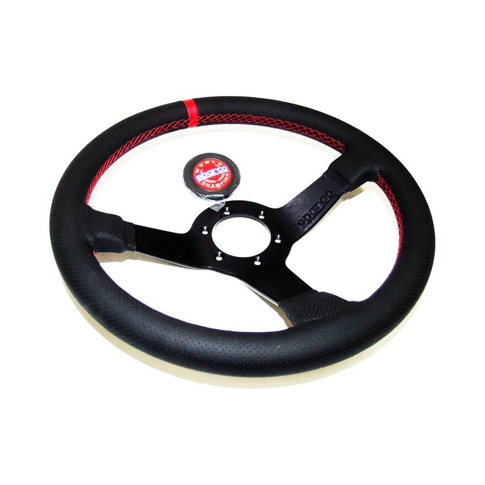 SPARCO / CHAMPION / 330 MM STEERING WHEEL / BLACK LEATHER / RED STITCHING (015R330CHAMPION)