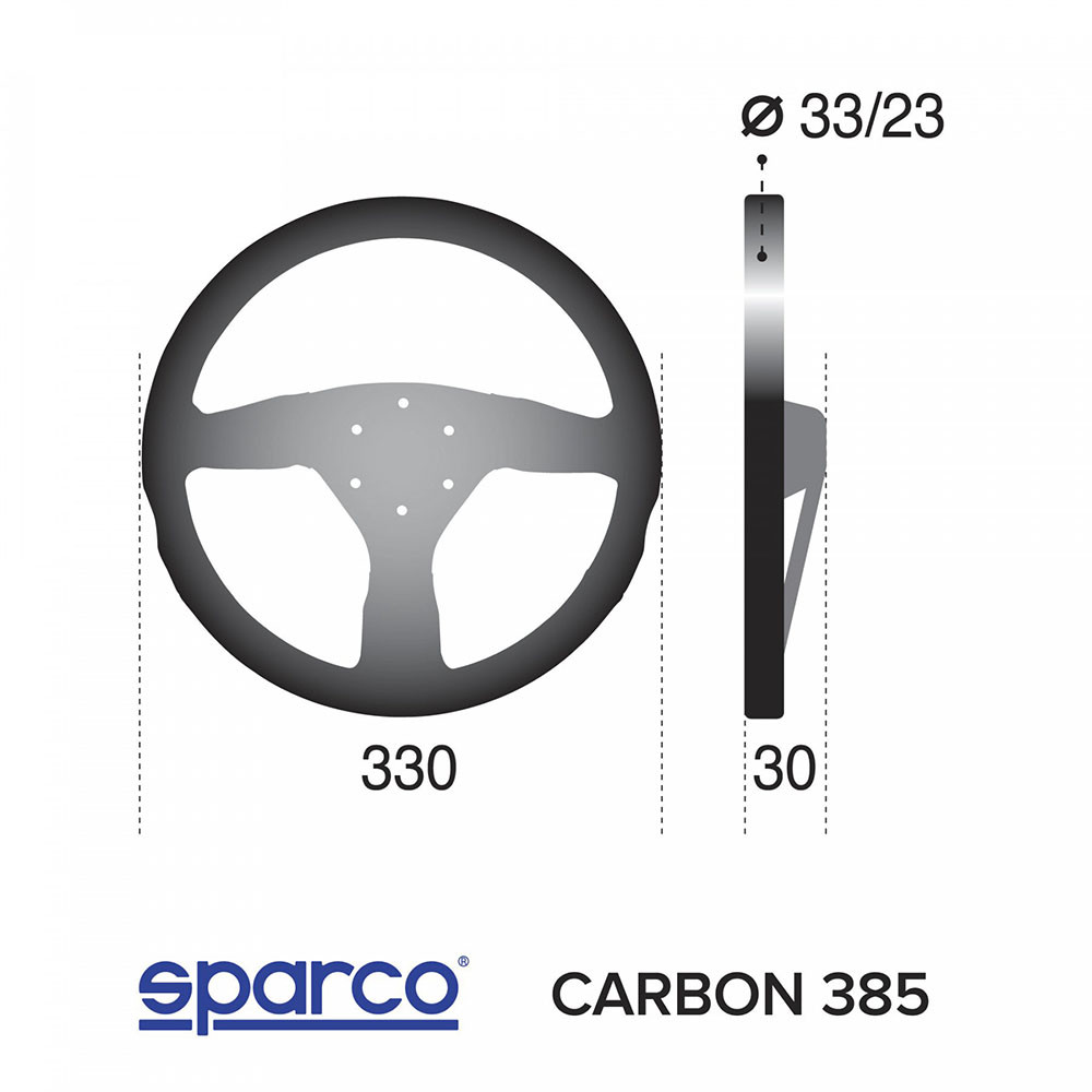 SPARCO 385 CARBON COMPETITION / 330 MM STEERING WHEEL / BLACK SUEDE / CARBON FIBER SPOKE (015RC385SN)