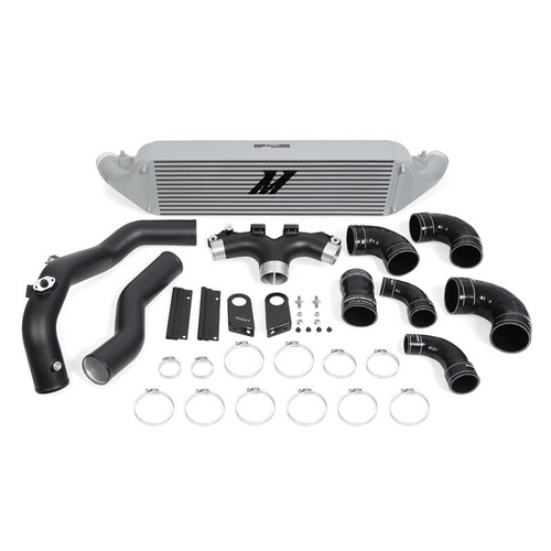 MISHIMOTO / FRONT MOUNT INTERCOOLER KIT / SILVER CORE WITH BLACK CHARGE-PIPES (MMINT-STNGR-18SL) *** KIA STINGER GT (2018-2023) 3.3L TWIN TURBO